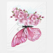 Flower Butterfly with Pink Sakura Fleecedecke (Vorderseite)