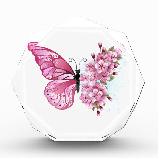 Flower Butterfly with Pink Sakura Fotoblock (Vorderseite)