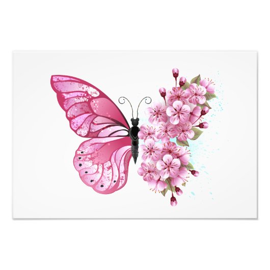 Flower Butterfly with Pink Sakura Fotodruck (Vorne)