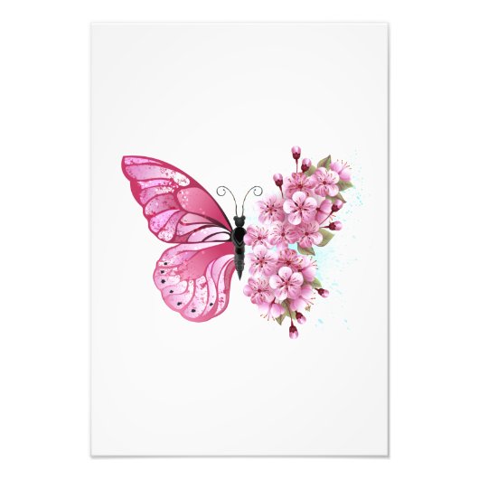 Flower Butterfly with Pink Sakura Fotodruck (Vorne)