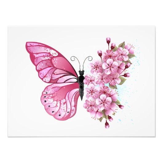 Flower Butterfly with Pink Sakura Fotodruck (Vorne)