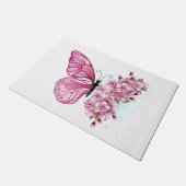 Flower Butterfly with Pink Sakura Fußmatte (Schrägansicht)