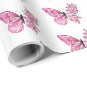 Flower Butterfly with Pink Sakura Geschenkpapier (Rolleneckpunkt)
