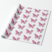 Flower Butterfly with Pink Sakura Geschenkpapier (Ungerollt)