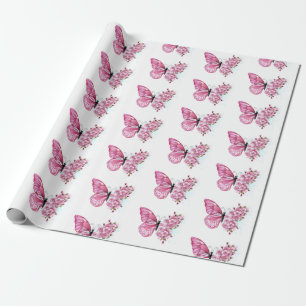 Flower Butterfly with Pink Sakura Geschenkpapier
