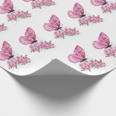 Flower Butterfly with Pink Sakura Geschenkpapier (Ecke)