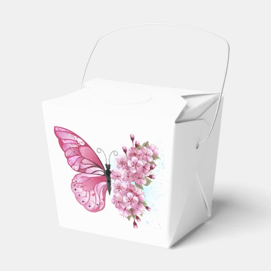 Flower Butterfly with Pink Sakura Geschenkschachtel (Vorderseite)