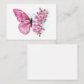 Flower Butterfly with Pink Sakura Hinweiskarte (Vorne/Hinten)