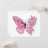 Flower Butterfly with Pink Sakura Karte (Vorderseite/Rückseite Beispiel)