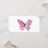 Flower Butterfly with Pink Sakura Karte (Vorderseite/Rückseite Beispiel)