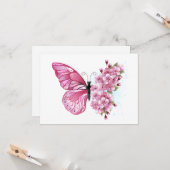 Flower Butterfly with Pink Sakura Karte (Vorderseite/Rückseite Beispiel)