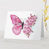 Flower Butterfly with Pink Sakura Karte (Gelbe Blume)