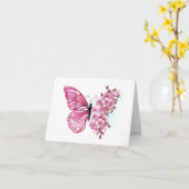 Flower Butterfly with Pink Sakura Karte (Gelbe Blume)