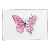 Flower Butterfly with Pink Sakura Kissenbezug (Vorderseite-Rechts)