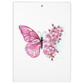 Flower Butterfly with Pink Sakura Klemmbrett (Rückseite)