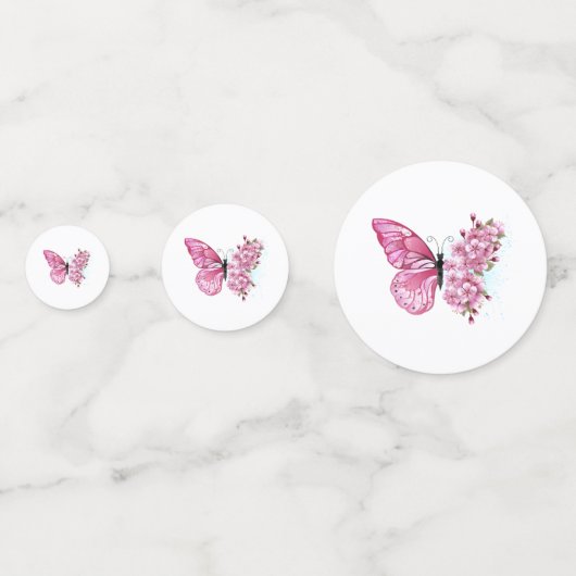 Flower Butterfly with Pink Sakura Konfetti (Vorderseiten)