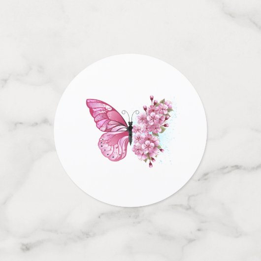 Flower Butterfly with Pink Sakura Konfetti (Klein Vorderseite)