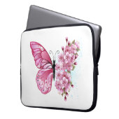 Flower Butterfly with Pink Sakura Laptopschutzhülle (Vorderseite Links)