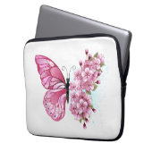 Flower Butterfly with Pink Sakura Laptopschutzhülle (Vorderseite Links)