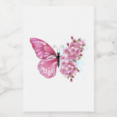 Flower Butterfly with Pink Sakura Lebensmitteletikett (Einzelnes Label)