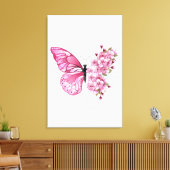 Flower Butterfly with Pink Sakura Leinwanddruck (Insitu (Wohnzimmer))
