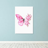 Flower Butterfly with Pink Sakura Leinwanddruck (Insitu (Holzboden))