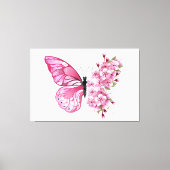 Flower Butterfly with Pink Sakura Leinwanddruck (Vorderseite)