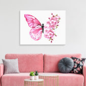 Flower Butterfly with Pink Sakura Leinwanddruck (Insitu (Wohnzimmer))