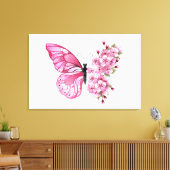 Flower Butterfly with Pink Sakura Leinwanddruck (Insitu (Wohnzimmer))