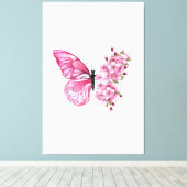 Flower Butterfly with Pink Sakura Leinwanddruck (Insitu (Holzboden))