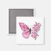 Flower Butterfly with Pink Sakura Magnet (Vorderseite/Rückseite)