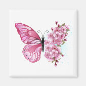 Flower Butterfly with Pink Sakura Magnet (Vorne)