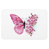 Flower Butterfly with Pink Sakura Magnet (Horizontal)