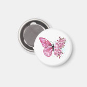 Flower Butterfly with Pink Sakura Magnet (Vorderseite/Rückseite)