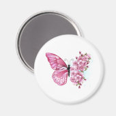 Flower Butterfly with Pink Sakura Magnet (Vorderseite/Rückseite)