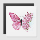 Flower Butterfly with Pink Sakura Magneteinladung (Vorne/Hinten)