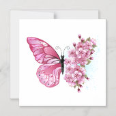 Flower Butterfly with Pink Sakura Magneteinladung (Vorderseite)