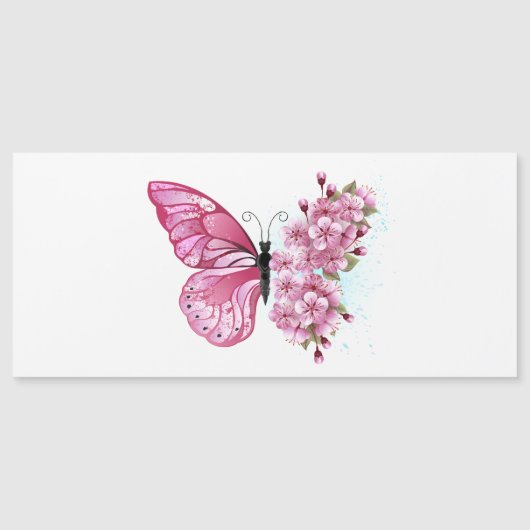 Flower Butterfly with Pink Sakura Magneteinladung (Vorderseite)
