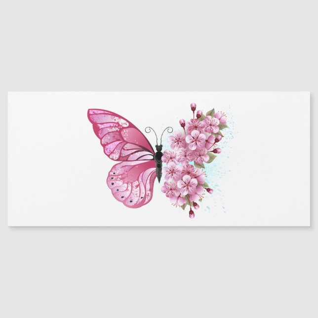Flower Butterfly with Pink Sakura Magnetkarte (Vorderseite)