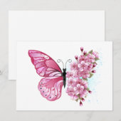 Flower Butterfly with Pink Sakura Menükarte (Vorne/Hinten)