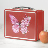 Flower Butterfly with Pink Sakura Metall Brotdose (Beispiel)