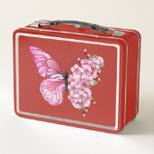 Flower Butterfly with Pink Sakura Metall Brotdose (Rückseite)
