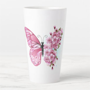 Flower Butterfly with Pink Sakura Milchtasse