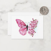 Flower Butterfly with Pink Sakura Mitteilungskarte (Vorderseite/Rückseite Beispiel)