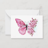 Flower Butterfly with Pink Sakura Mitteilungskarte (Vorderseite)
