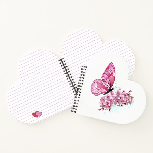 Flower Butterfly with Pink Sakura Notizblock (Innenseite)