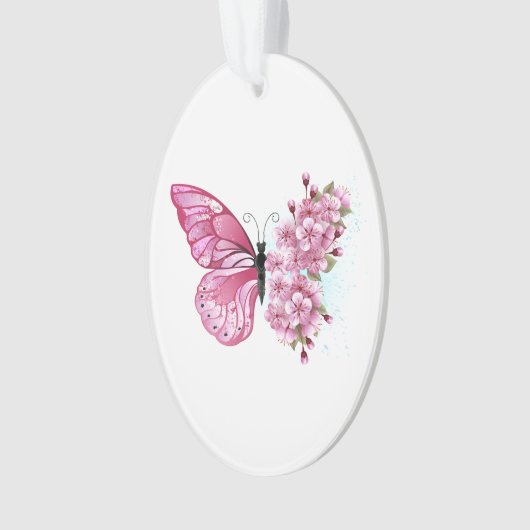 Flower Butterfly with Pink Sakura Ornament (Vorderseite)
