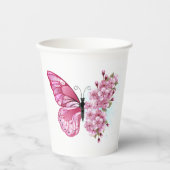 Flower Butterfly with Pink Sakura Pappbecher (Vorderseite)