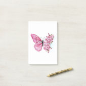 Flower Butterfly with Pink Sakura Post-it Klebezettel (Auf Schreibtisch)