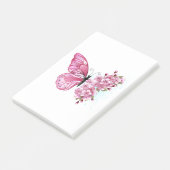 Flower Butterfly with Pink Sakura Post-it Klebezettel (angewinkelt)
